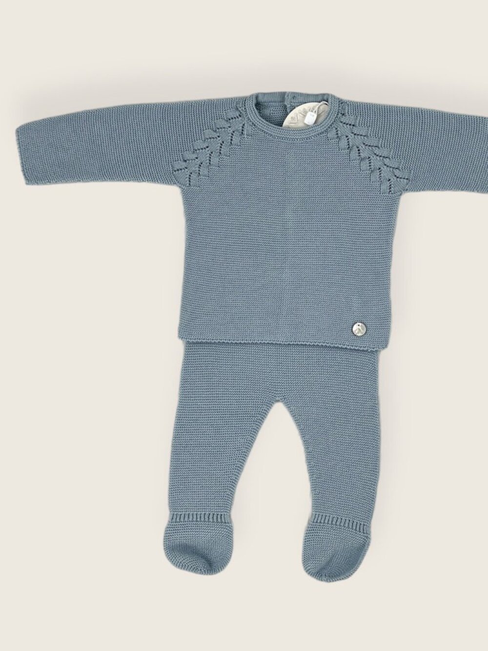 Boutique Clearance Dusty Blue Knitted Set (NB - 6M) 50% Off